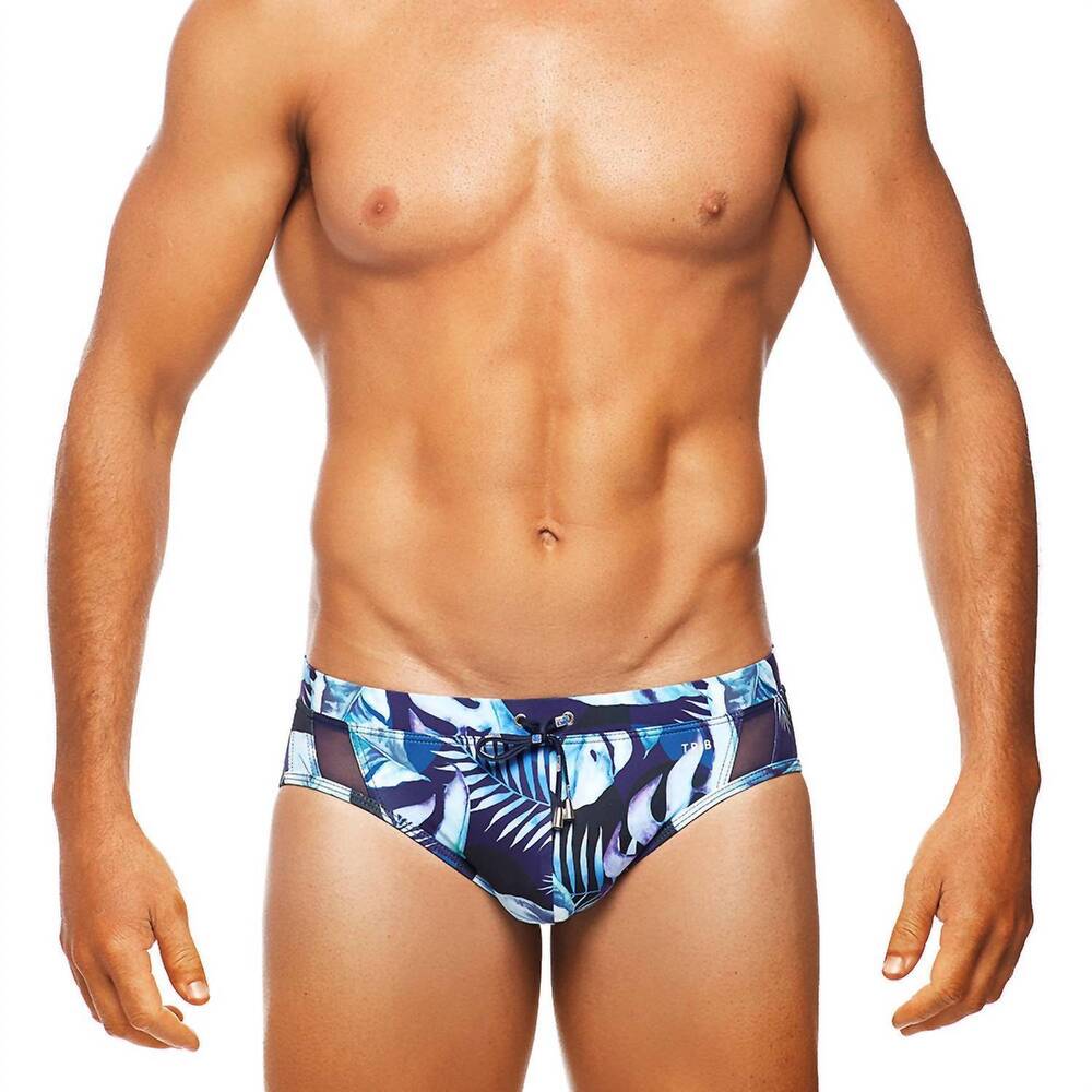 NEW TRIBE positano palms lo rise swim brief in navy